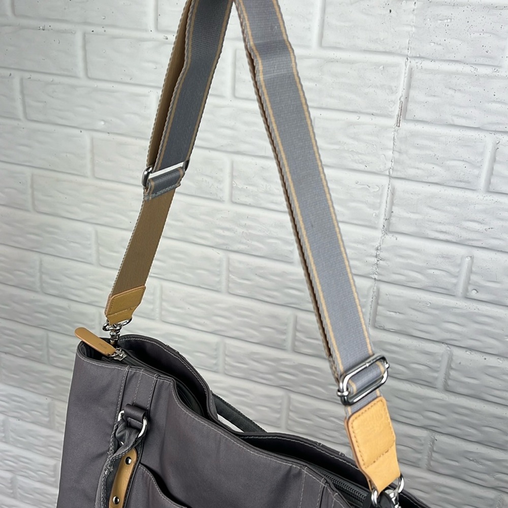 PACAPOD MIRANO DIAPER BAG LARGE GRAY COATED CANVAS CROSSBODY - Picture 10 of 17